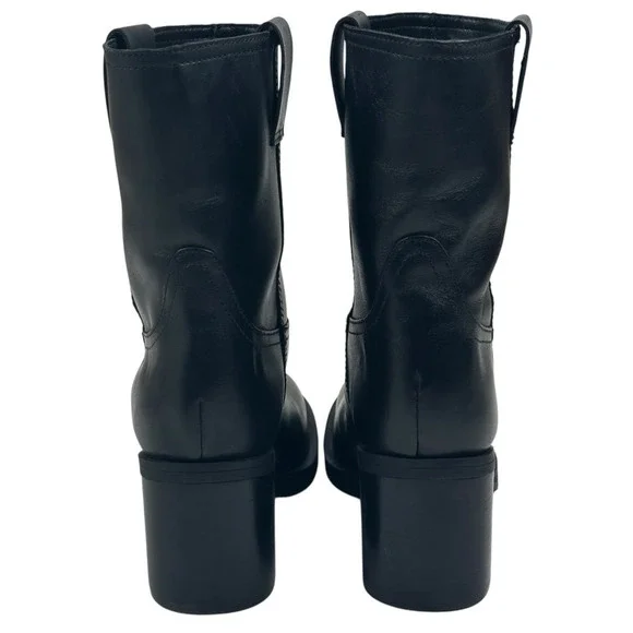 Schutz Wyatt Womens Black Leather Western Mid Calf Boots Size 7.5B New $238 - Picture 3 of 10
